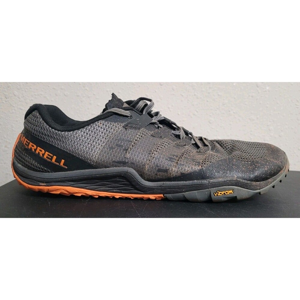 Merrell Barefoot 2 Trail Glove Mens 12 Black Orange Vibram Running Shoes